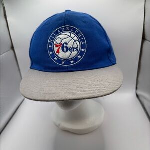 Philadelphia 76ers Blue & Grey/Logo SnapBack Basketball Hat.